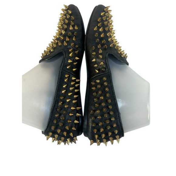Unif Hellraisers women's brass spiked fine leather loafers size 6 black - Picture 5 of 8